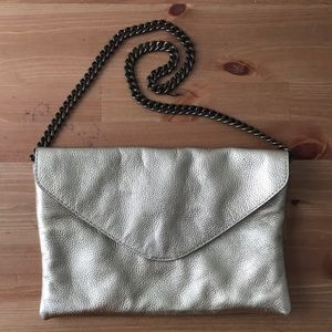 J Crew gold leather envelope Purse chain strap